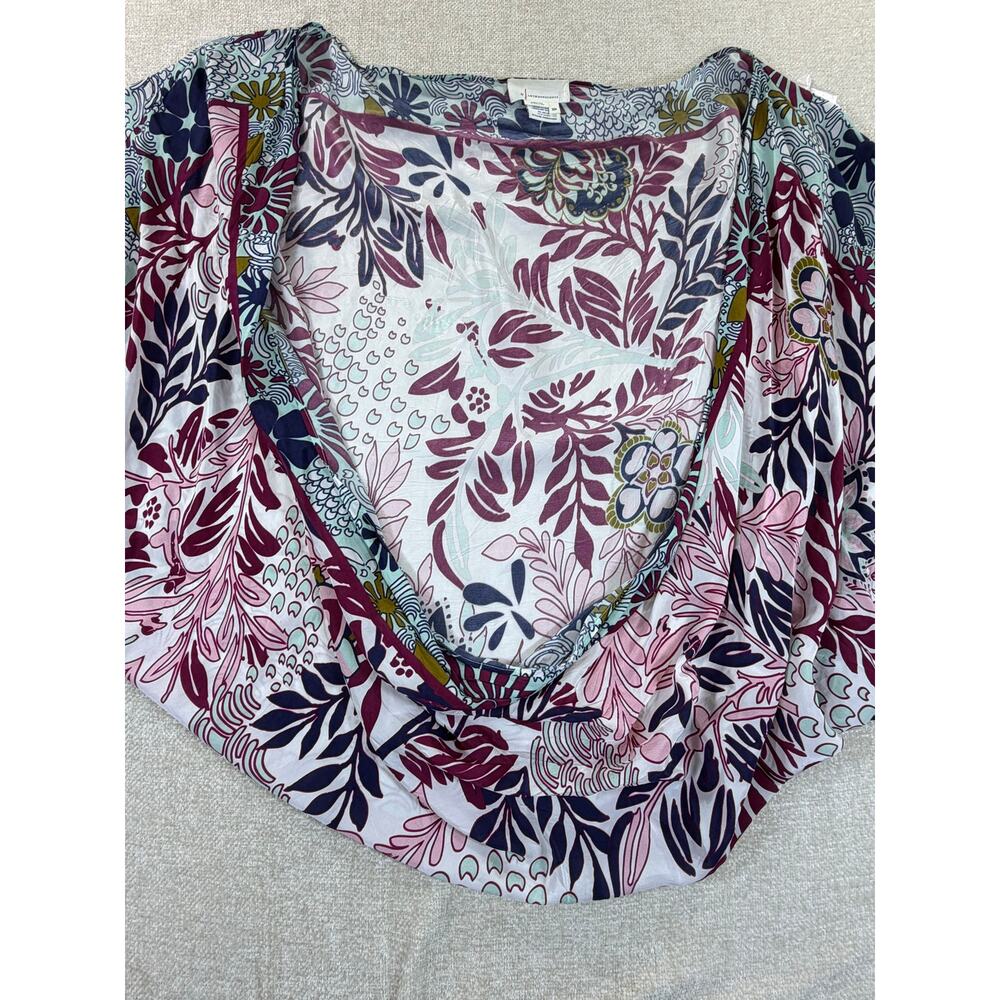 Anthropologie Women's One Size White Maroon Floral Print Open Front Shrug Top - Picture 7 of 11
